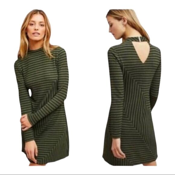 Hutch Dresses & Skirts - NEW Anthropologie Hutch Long Sleeve Knit Dress Green Moss Black Choker Women M